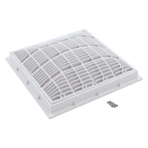 Super-Pro® SG6404720 V 12" x 12" Square White Anti-Vortex Main Drain Frame & Grate