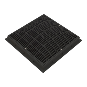 Super-Pro® SG6404721 V 12" x 12" Square Black Anti-Vortex Main Drain Frame & Grate