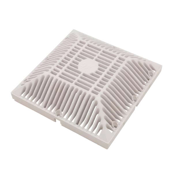 Super-Pro® SG6404790 V 9" x 9" Square White Anti-Vortex Main Drain Frame & Grate